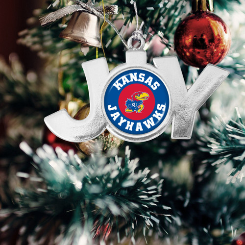 Kansas Jayhawks Christmas Ornament- Joy with Circle Team Logo