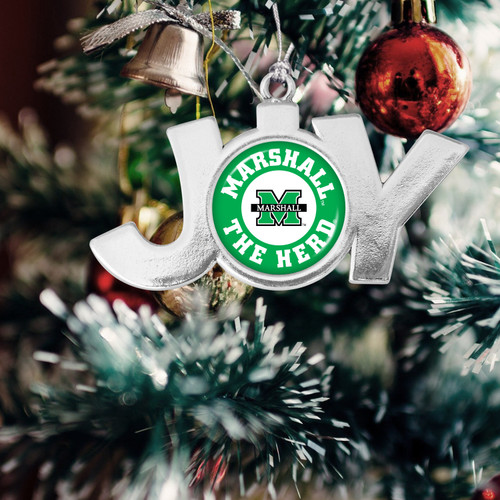 Marshall Thundering Herd Christmas Ornament- Joy with Circle Team Logo