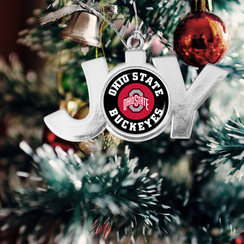 Ohio State Buckeyes Christmas Ornament- Joy with Circle Team Logo