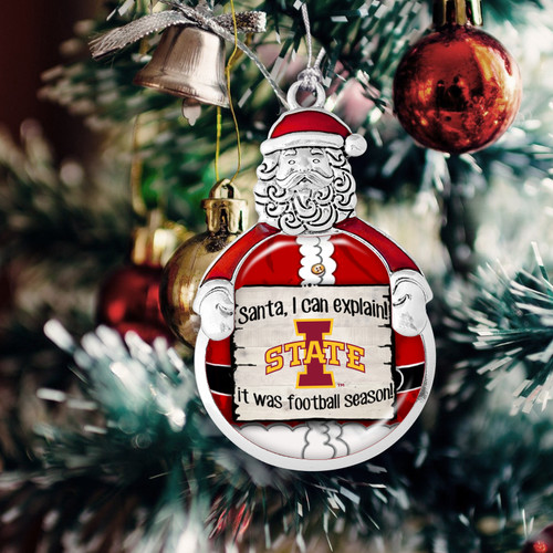 Iowa State Cyclones Christmas Ornament- Santa,... Its Football Season