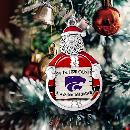 Kansas State Wildcats Christmas Ornament- Santa,... Its Football Season