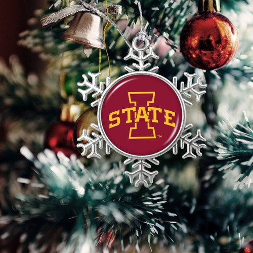 Iowa State Cyclones Christmas Ornament- Snowflake with Team Logo