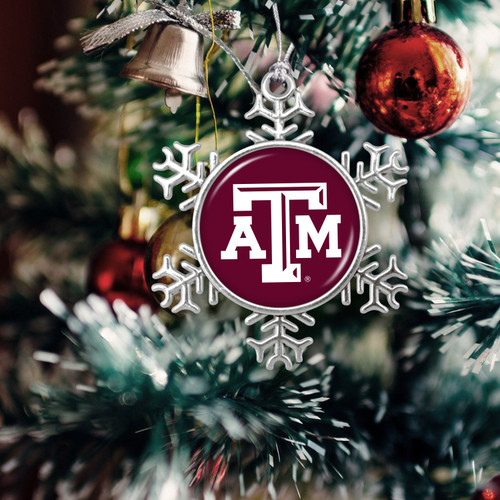 Texas A&M Aggies Christmas Ornament- Snowflake with Team Logo