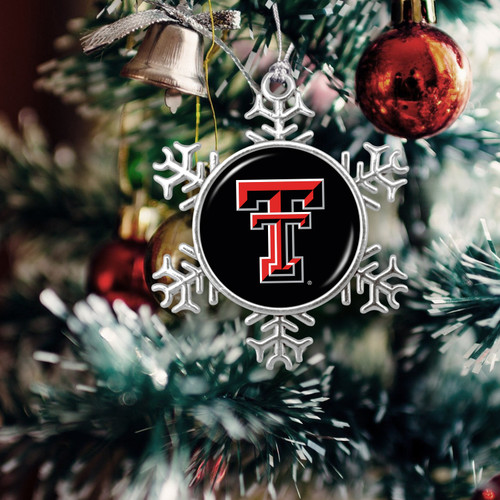Texas Tech Red Raiders Christmas Ornament- Snowflake with Team Logo