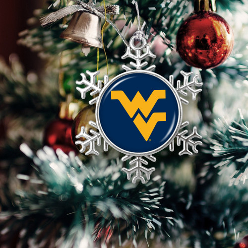 West Virginia Mountaineers Christmas Ornament- Snowflake with Team Logo