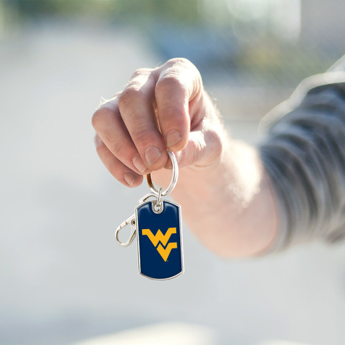 West Virginia Mountaineers Key Chain- Dog Tag