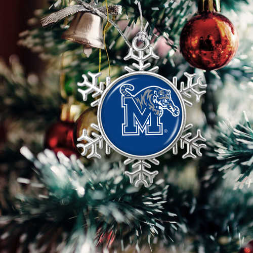 Memphis Tigers Christmas Ornament- Snowflake with Team Logo