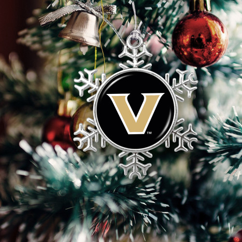 Vanderbilt Commodores Christmas Ornament- Snowflake with Team Logo