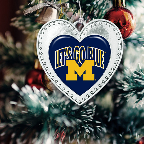 Michigan Wolverines Christmas Heart Ornament