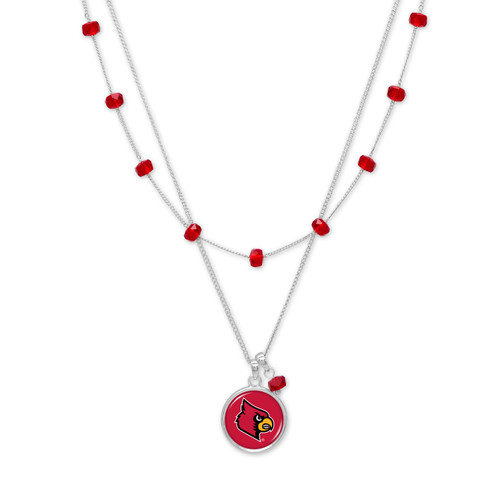 Women's Louisville Cardinals Sterling Silver Script Logo Heart Pendant