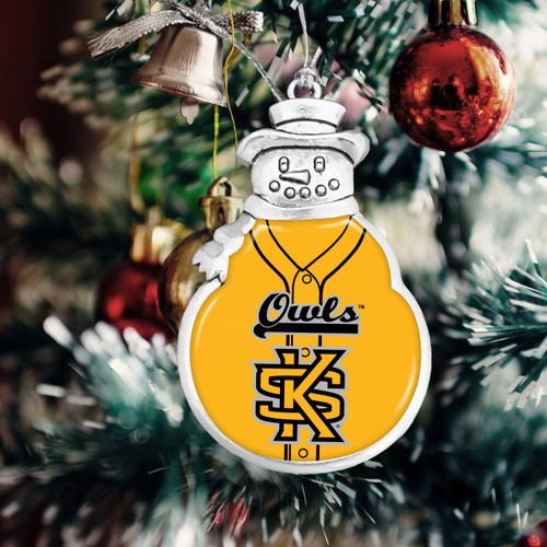 Kennesaw State Owls Christmas Ornament- Snowman with Baseball Jersey