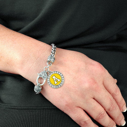 Appalachian State Mountaineers Round Crystal Braided Clasp Bracelet