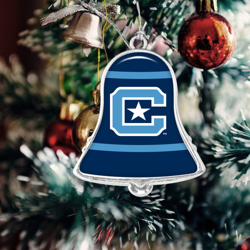 Citadel Bulldogs Christmas Ornament- Bell with Team Logo Stripes