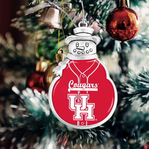 Houston Cougars Christmas Ornament- Snowman with Baseball Jersey