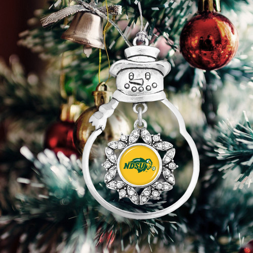 North Dakota State Bison Christmas Ornament- Snowman with Hanging Charm