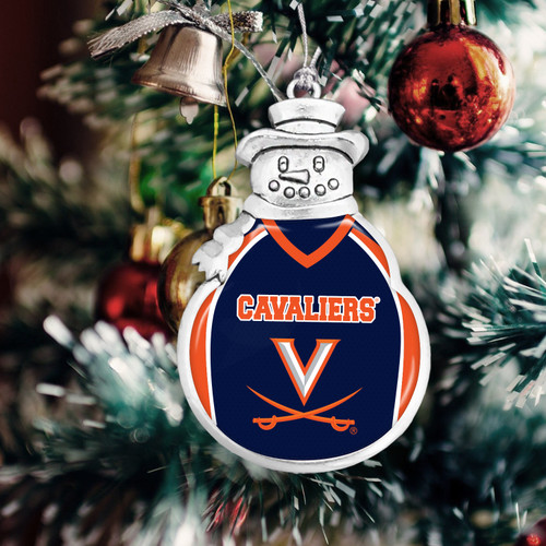Virginia Cavaliers Christmas Ornament- Snowman with Football Jersey
