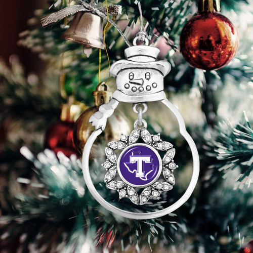 Tarleton State Texans Christmas Ornament- Snowman with Hanging Charm