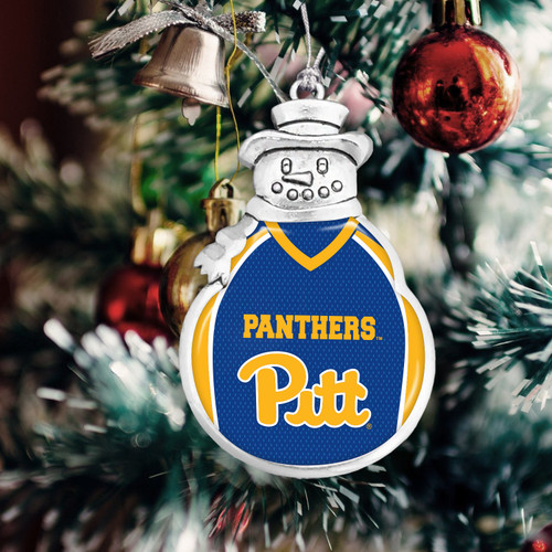 Pittsburgh Panthers Christmas Ornament- Snowman with Football Jersey