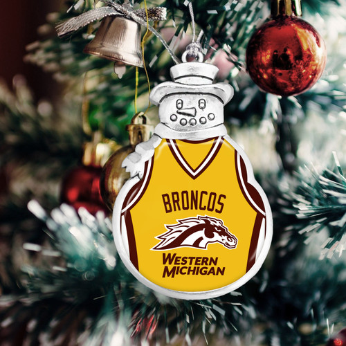 Western Michigan Broncos Christmas Ornament- Snowman with Basketball Jersey