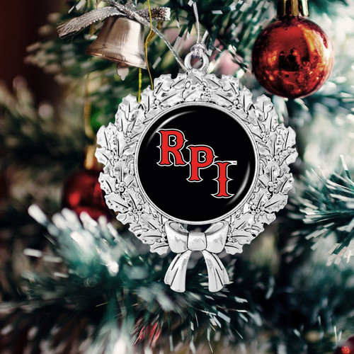 Rensselaer Polytechnic Institute Christmas Ornament- Wreath with Team Logo