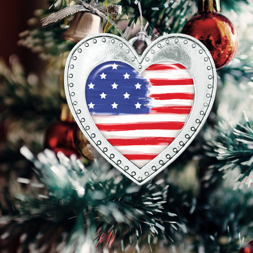 Painted Flag Heart Ornament