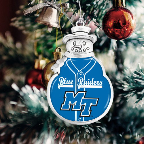 Middle Tennessee State Christmas Ornament- Snowman with Baseball Jersey