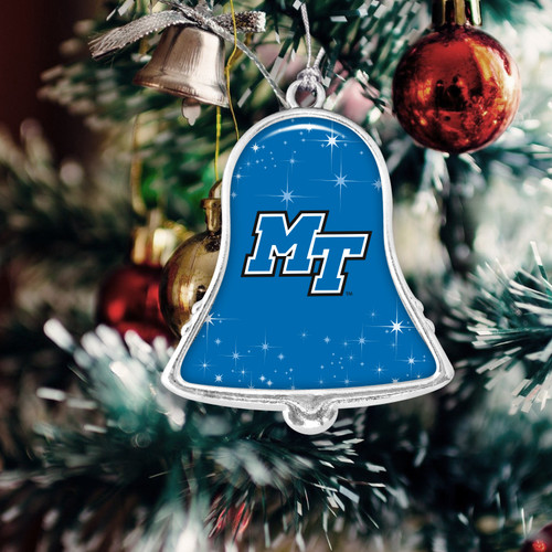Middle Tennessee State Christmas Ornament- Bell with Team Logo and Stars