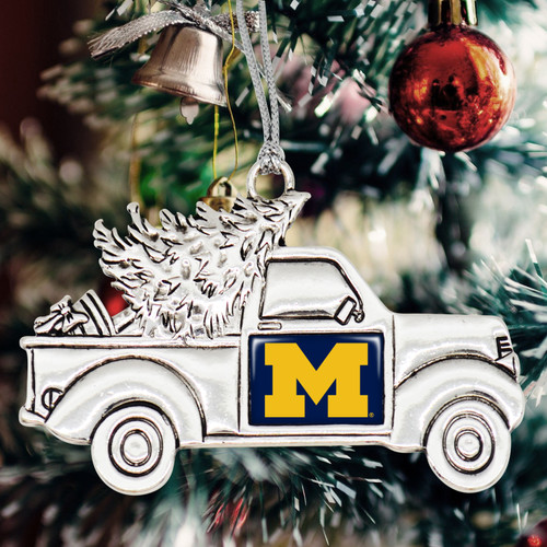 Michigan Wolverines Vintage Truck Ornament