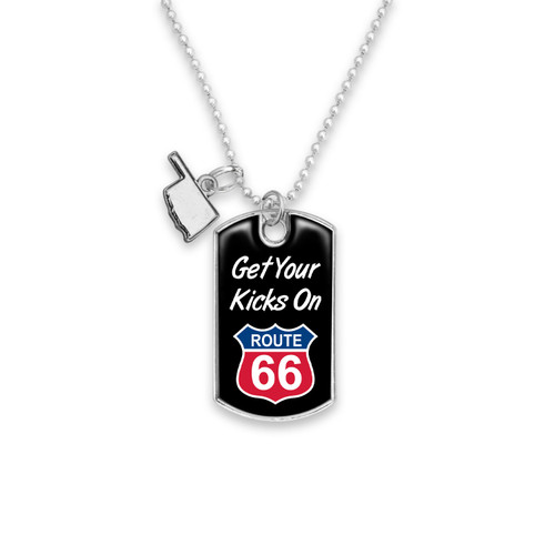 Route 66 Rearview Mirror Dogtag Charm - Oklahoma