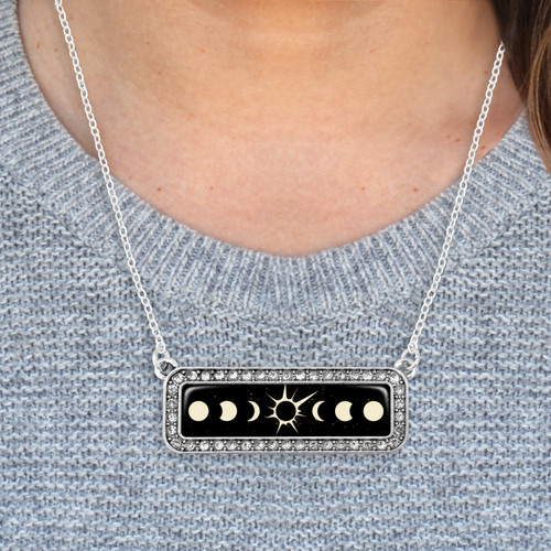 Solar Eclipse Crystal Nameplate Necklace