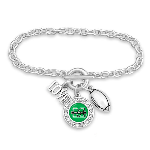Marshall Thundering Herd Football, Love and Logo Bracelet