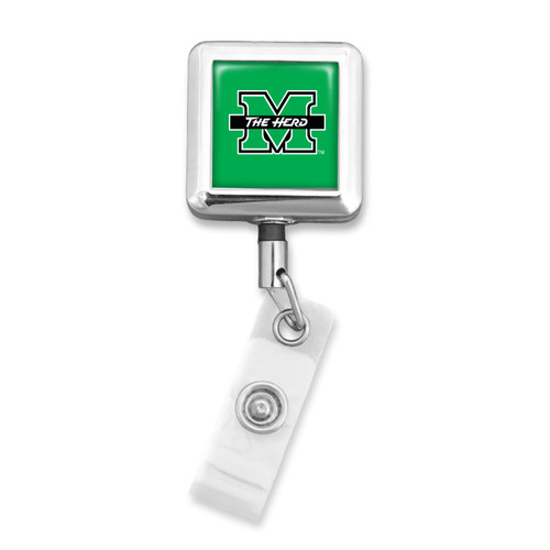 Marshall Thundering Herd Square Badge Reel Alligator Clip
