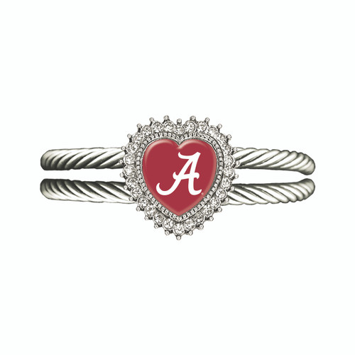 Alabama Crimson Tide Crystal Heart Cuff Bracelet