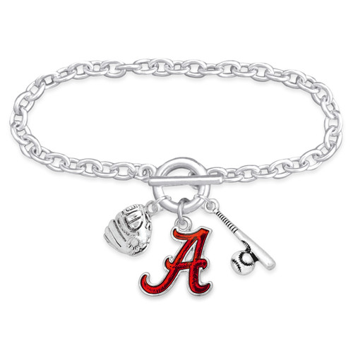 Alabama Crimson Tide Baseball, Love and Logo Bracelet