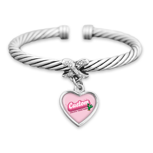 Custom, Souvenir, or Logo Bracelet- Heart Drop Cuff