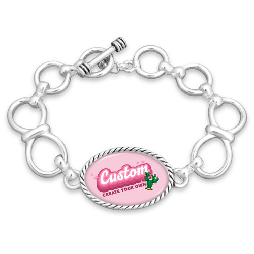 Custom, Souvenir, or Logo Bracelet- Chain Link/ Silver