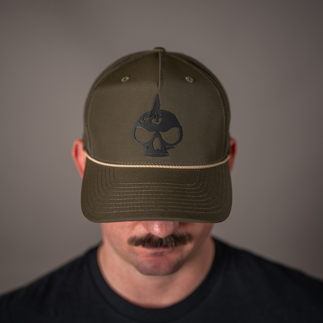 Perforated Rope Skull Hat, Dark Loden