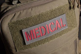Alpha-Numeric Fabric Backed Cell Tag in Ranger Green with Red "Medical" identification