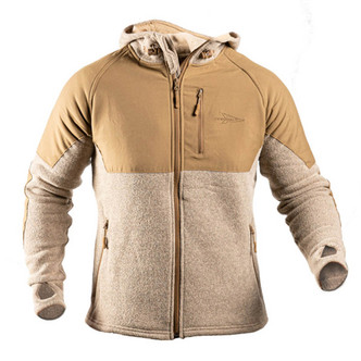 Technical Woobie Jacket in Sand Tan, Front View