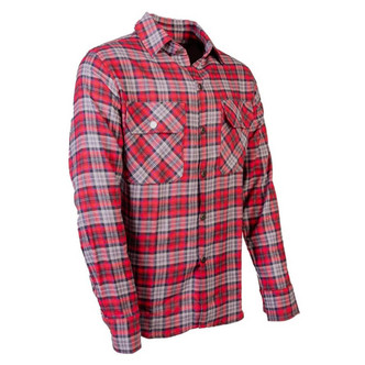 Lightweight Stratton Flannel in Red Navy Blue, Side View
