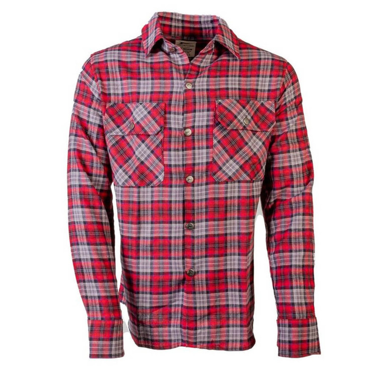 Lightweight Stratton Flannel in Red Navy Blue, Front View