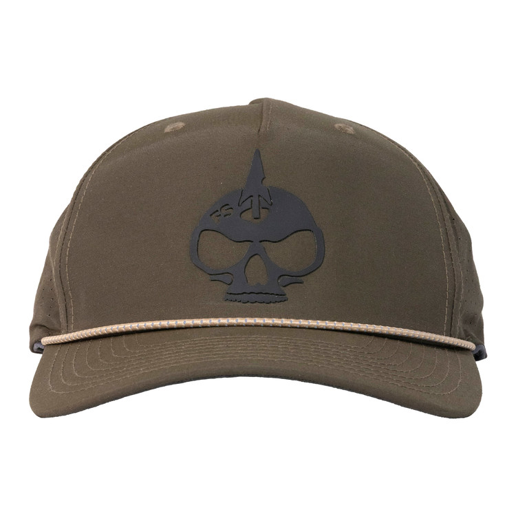 Perforated Rope Skull Hat, Dark Loden