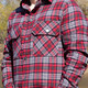 Lightweight Stratton Flannel in Red Navy Blue, Detail View 