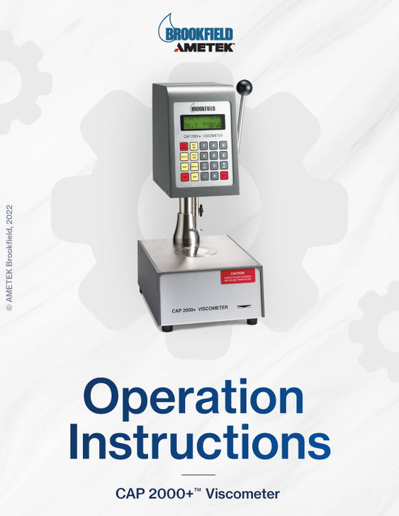 CAP 2000+ Viscometer Operations Manual