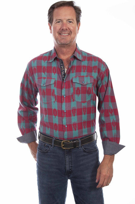 Signature Men'S Plaid Long Sleeve Shirt PS-244
