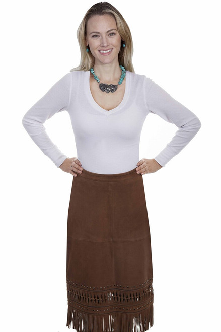 LADIES SUEDE FRINGE SKIRT L738