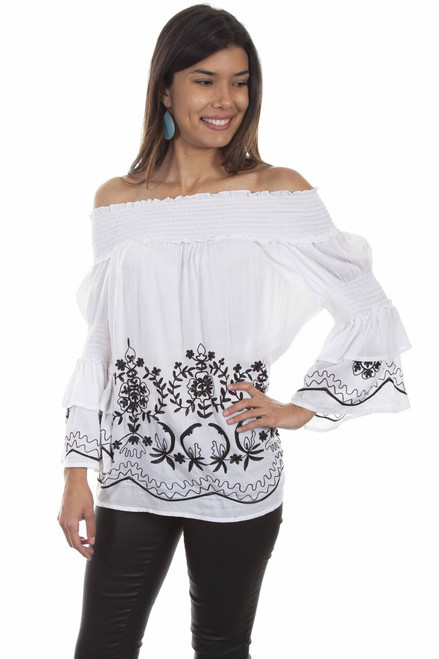 Off Shoulder Embroidered Blouse HC533