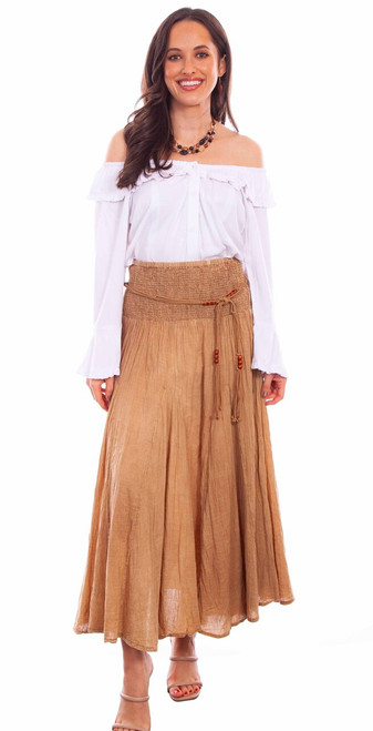 ELEGANT ACID WASH SKIRT,Acid Washed Shirt with Beaded Belt PSL-136