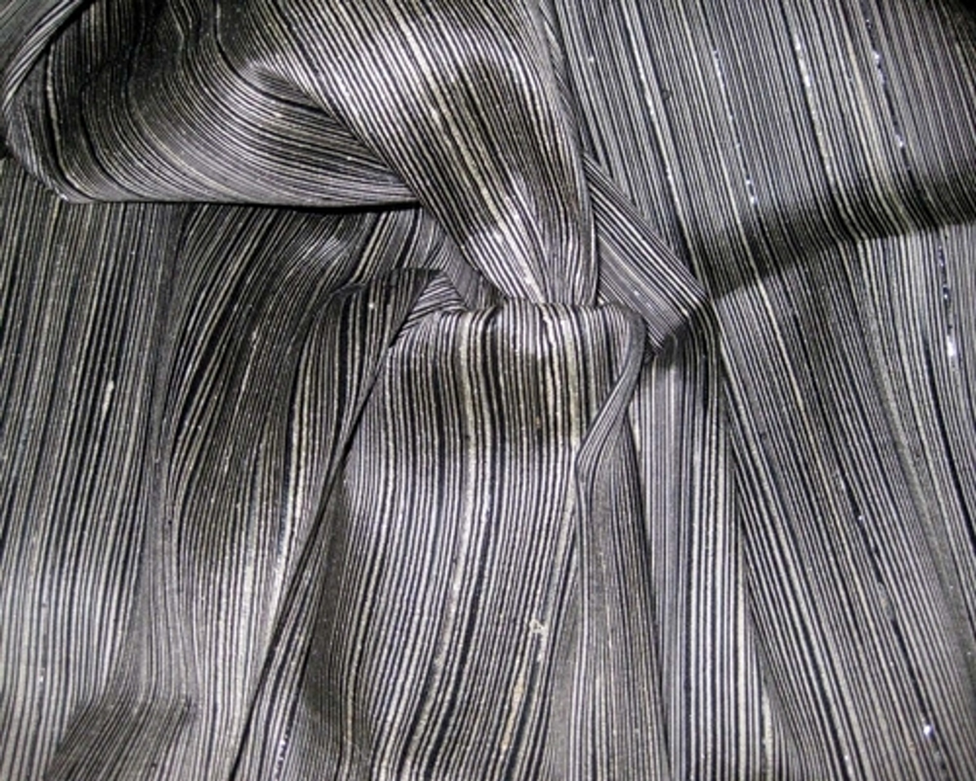 Reeded Stripe Dupioni 100% Auth Silk Fabric - Black & Ivory - Bangkok ...