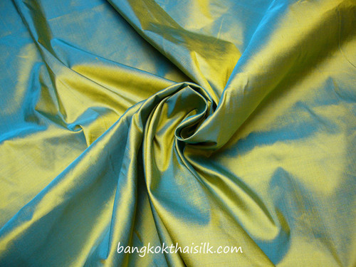 Gold Shot Blue 100% Authentic Silk Fabric